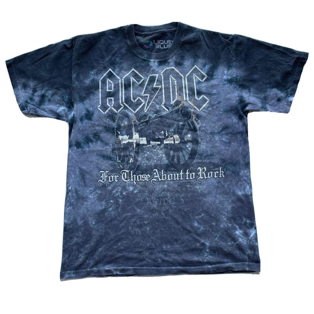 AC/DC Cannon For Those About to Rock Tie Dye Short Sleeve Crewneck Tee T-Shirt M